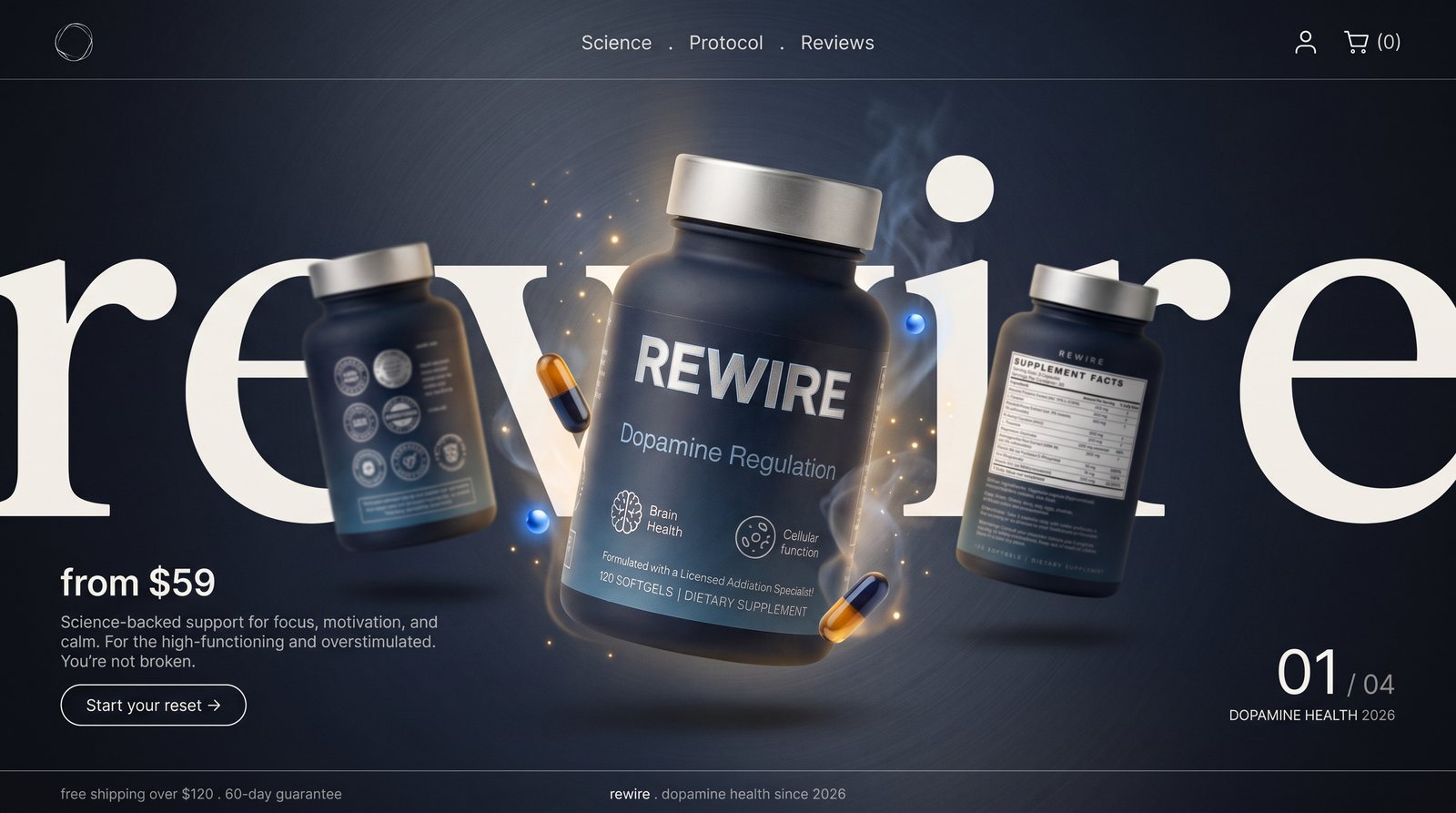 REWIRE Dopamine Regulation, three bottles